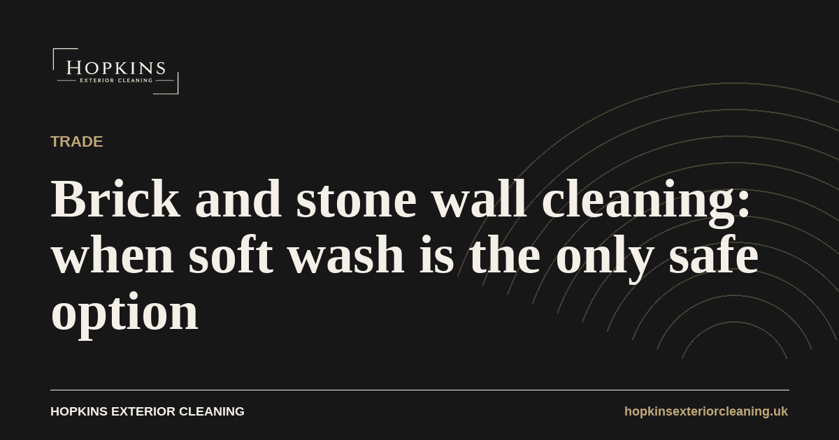 Sandstone boundary wall in Thirsk after brick and stone wall cleaning by low-pressure soft wash