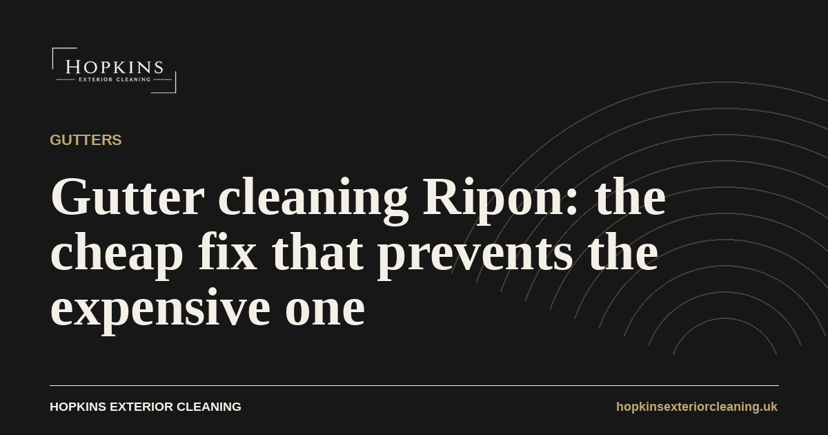 Gutter cleaning Ripon: a blocked gutter being cleared by vacuum from ground level
