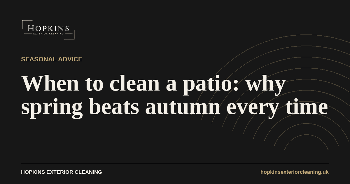 When to clean a patio: a half-cleaned Yorkshire stone patio showing the difference