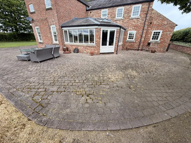 Patios before cleaning by Hopkins Exterior Cleaning